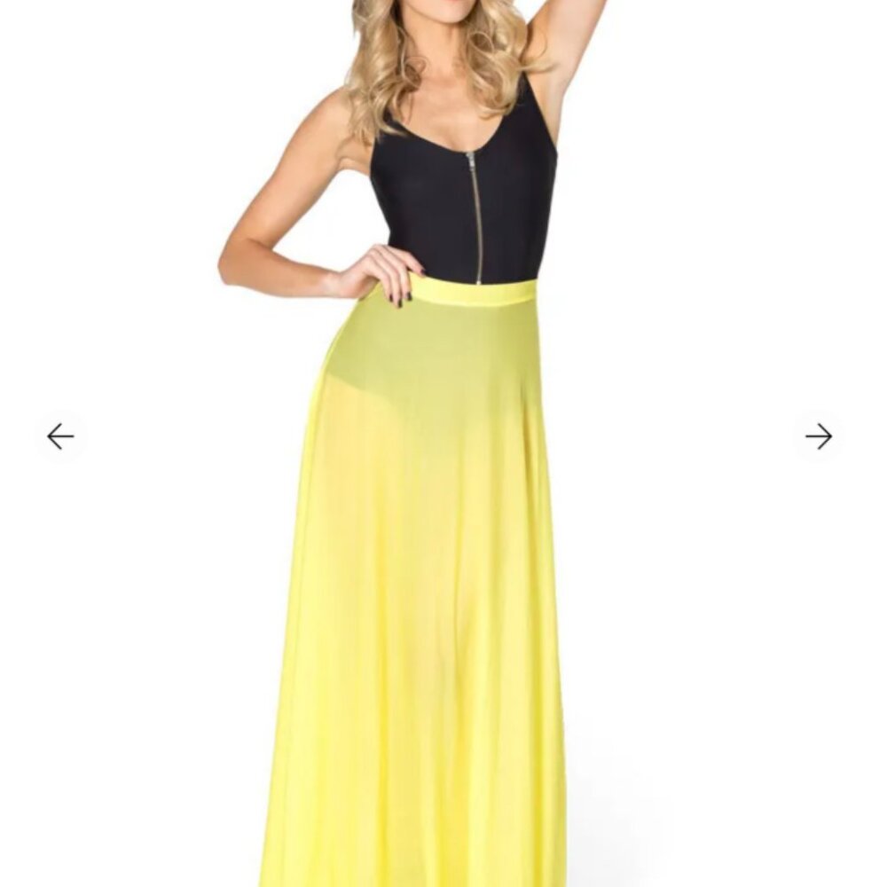 Black Milk Sheer Yellow Princess Maxi Skirt size Small